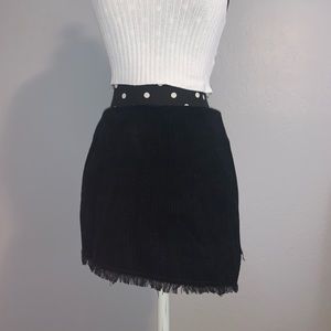 Black Ribbed Mini Skort